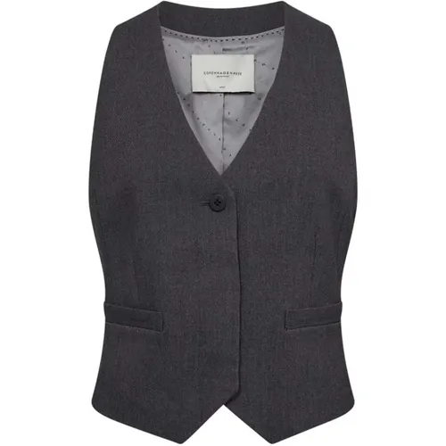 Melange Tailor Vest with Buttons and Pockets , female, Sizes: XL, L, S, M - Copenhagen Muse - Modalova