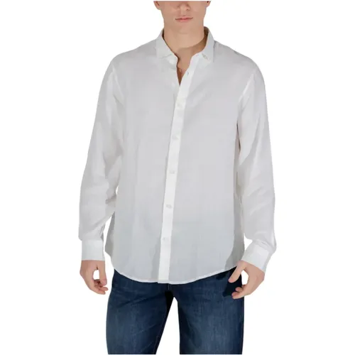 Casual Shirts, male, , Size: M Linen Long Sleeve Shirt - Armani Exchange - Modalova