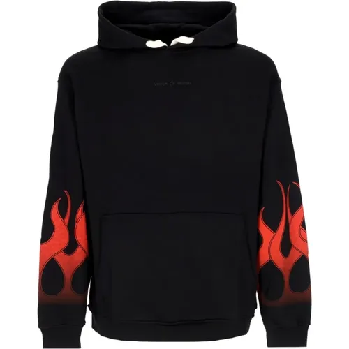 Flames Hoodie Schwarz/Rot , Herren, Größe: L - VISION OF SUPER - Modalova