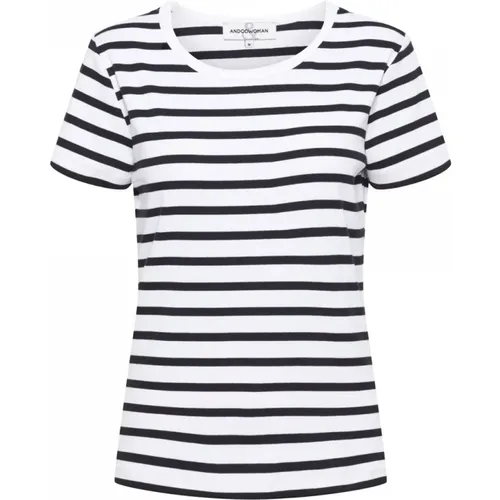 Rippstreifen T-Shirt,Schwarz Multi Streifen Kurzarm T-shirt,Navy Multi Gestreiftes Basic T-Shirt - &Co Woman - Modalova