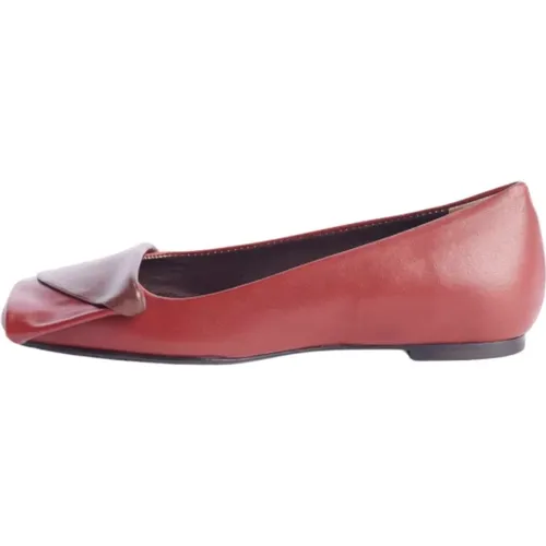 Flat Shoes Leather 1cm Heel , female, Sizes: 8 UK, 7 1/2 UK, 7 UK, 3 UK - L'arianna - Modalova