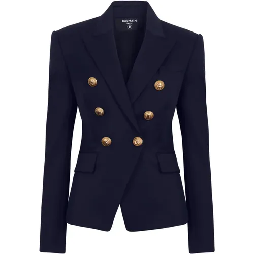 Wool double-breasted jacket , female, Sizes: XS, S, M - Balmain - Modalova