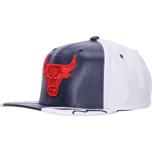 Chicago Bulls Snapback Cap White/Navy , male, Sizes: ONE SIZE - Mitchell & Ness - Modalova