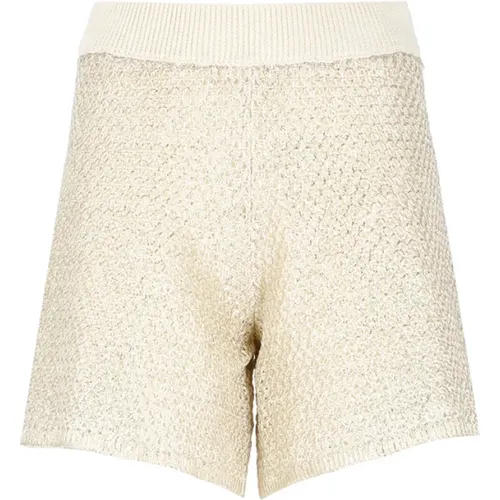 Ivory Leinen Netz Muster Shorts , Damen, Größe: XS - PESERICO - Modalova