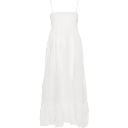 Weiße Leinen Quadrat Hals Kleid , Damen, Größe: XS - MC2 Saint Barth - Modalova