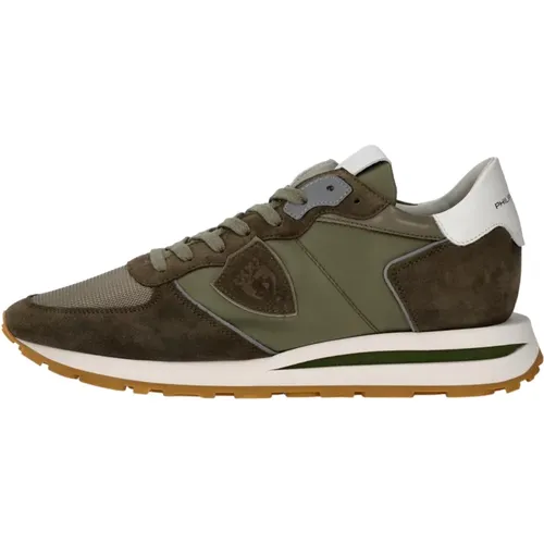 Niedrige Sneakers Leder Textil Gummisohle , Herren, Größe: 41 EU - Philippe Model - Modalova