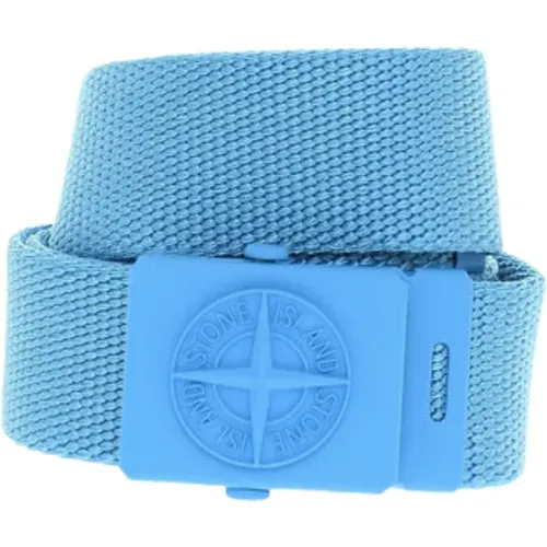 Blauer Stoff Kinder Gürtel mit Logo-Schnalle - Stone Island - Modalova