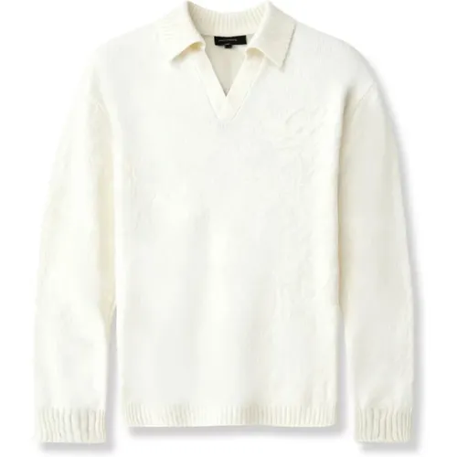 V-neck Knitwear, male, , Size: S Wool Polo Sweater with Ribbed Hem - Represent - Modalova