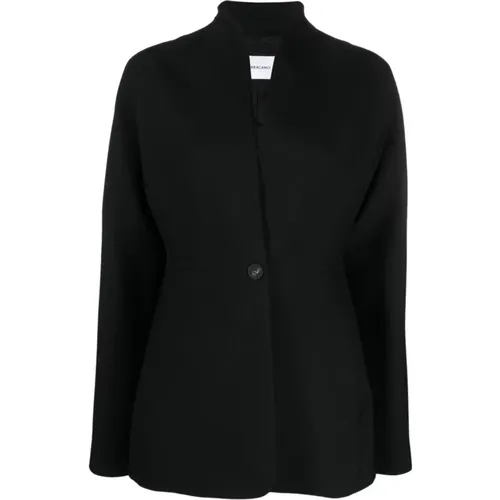 Blazers, female, , Size: S Stylish Collarless Single-Breasted Blazer - Salvatore Ferragamo - Modalova