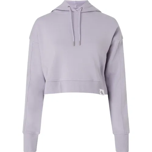 Modischer und bequemer Hoodie - Rib Mix Tab in Lila , Damen, Größe: XS - Calvin Klein - Modalova