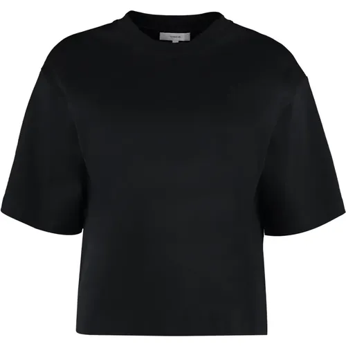 Geripptes Crew-Neck T-Shirt , Damen, Größe: M - Vince - Modalova