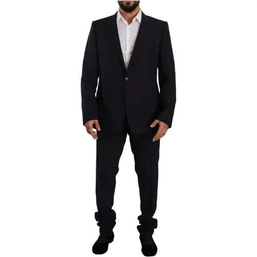 Single Breasted Suits, male, , Size: 3XL Gold Wool Single Breasted Suit - Dolce & Gabbana - Modalova