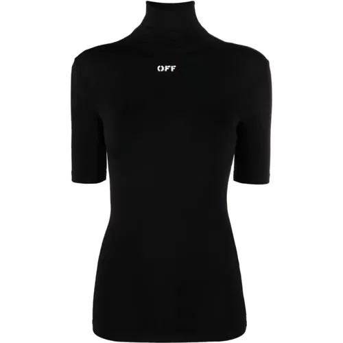 Turtleneck Shirt with Off-White Logo , female, Sizes: XS - Off White - Modalova