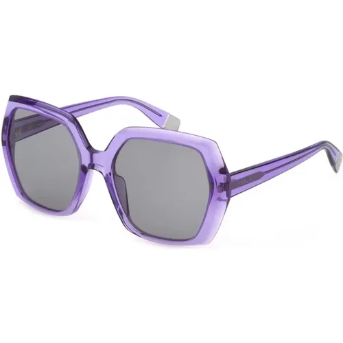 Lila Zifferblatt Graues Glas Sonnenbrille Frauen - Furla - Modalova