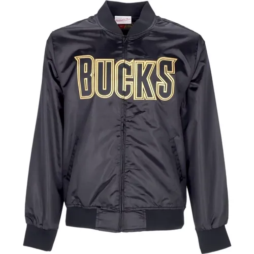 Bomber Jackets, male, , Size: L Milwaukee Bucks NBA Satin Jacket - Mitchell & Ness - Modalova