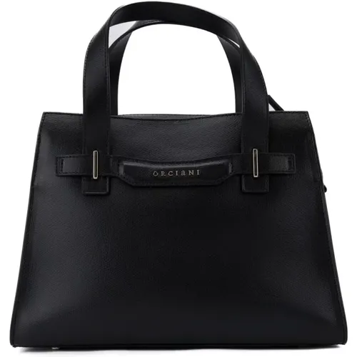 Schwarze Lederhandtasche mit Logo , Damen, Größe: ONE Size - Orciani - Modalova