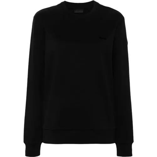 Schwarzer Logo Plaque Sweatshirt , Damen, Größe: L - Moncler - Modalova