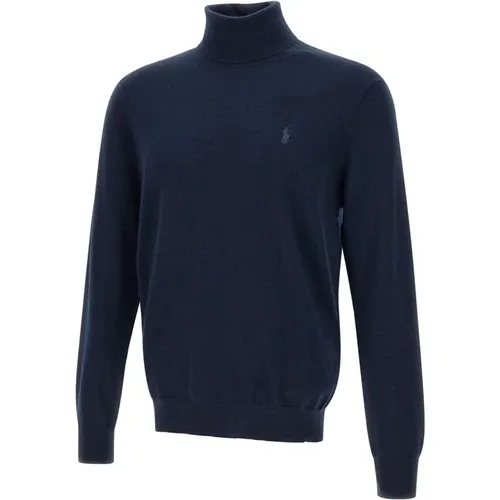 Turtlenecks, male, , Size: S Turtleneck Wool Sweater with Logo - Polo Ralph Lauren - Modalova