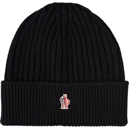 Wool Beanie with Logo , male, Sizes: ONE SIZE - Moncler - Modalova