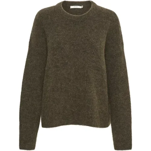 Cozy and Stylish Alphagz Roundneck Sweater in Dark Olive Melange , female, Sizes: 2XS, L, XS, M, XL, S - Gestuz - Modalova
