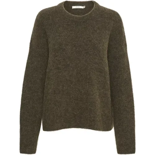 Cozy and Stylish Alphagz Roundneck Sweater in Dark Olive Melange , female, Sizes: L, XS, M, XL, S - Gestuz - Modalova