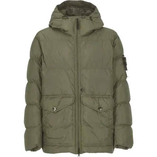 Quilted Down Jacket with Hood , male, Sizes: 2XL - Stone Island - Modalova