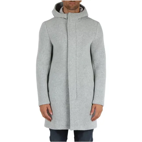 Single-Breasted Coats, male, , Size: XL Wool Blend Hooded Coat Cohesion - Colmar - Modalova