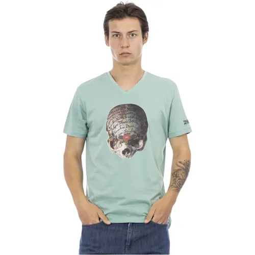 Kurzarm V-Ausschnitt T-Shirt , Herren, Größe: S - Trussardi - Modalova