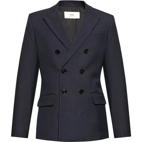 Blazers, male, , Size: L Wool Double-Breasted Jacket - Ami Paris - Modalova