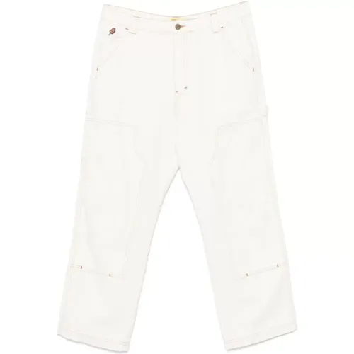 Straight Trousers, male, , Size: W36 Cotton Canvas Trousers - Icecream - Modalova