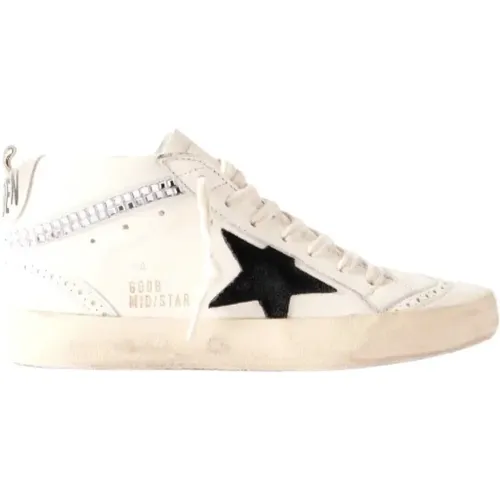 Mid Star Leder Sneakers Weiß/Schwarz - Golden Goose - Modalova