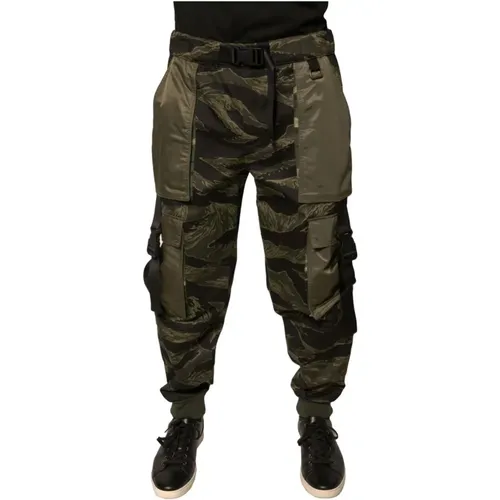 Slim-fit Trousers, male, , Size: L Green Cargo Jogger Pants - Dolce & Gabbana - Modalova