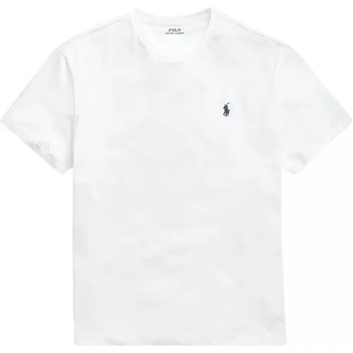 Kurzarm Custom T-Shirt,Weiße Baumwoll-T-Shirt mit Gesticktem Pony - Ralph Lauren - Modalova