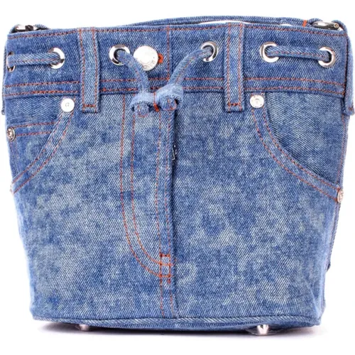 Denim Bag with Front and Interior Pockets , female, Sizes: ONE SIZE - Moschino - Modalova