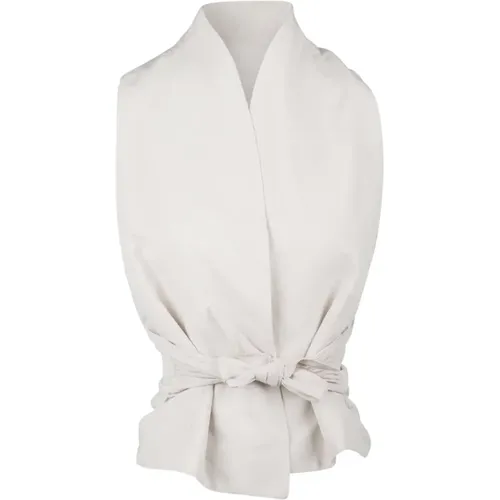 Linen Blend V-Neck Sleeveless Vest , female, Sizes: XS - Alessia Santi - Modalova