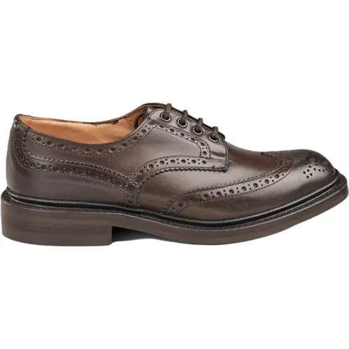 Braune flache Schuhe mit Bourton Brogue , Herren, Größe: 42 1/2 EU - Tricker's - Modalova