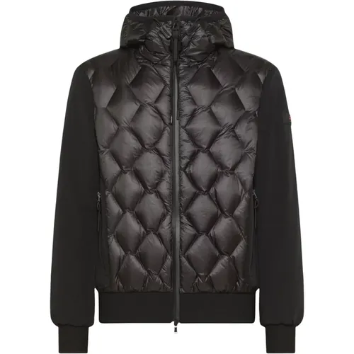 Winter Jackets, male, , Size: XL Geometric Quilted Bomber Jacket with Hood - Peuterey - Modalova