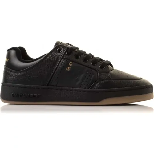 Lace-Up Sneakers with Golden Details , male, Sizes: 9 UK - Saint Laurent - Modalova