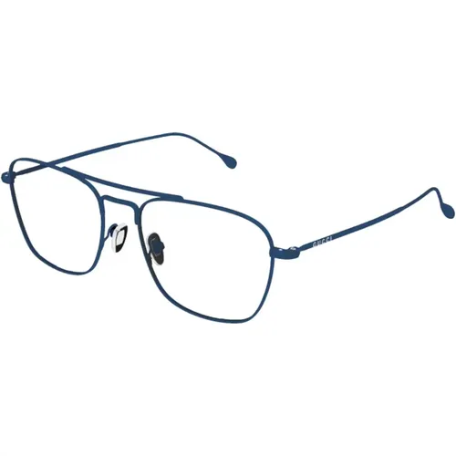 Herren eckige Metallrahmen-Brille in Blau , Herren, Größe: 53 MM - Gucci - Modalova