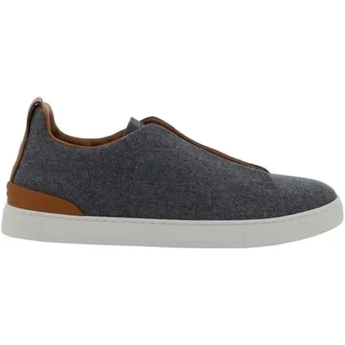 Sneakers, male, , Size: 6 1/2 US Wool Triple Stitch Slip-On Sneakers - Ermenegildo Zegna - Modalova