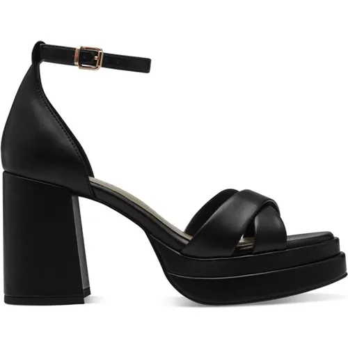Schwarze flache Sandalen für Frauen , Damen, Größe: 37 EU - marco tozzi - Modalova