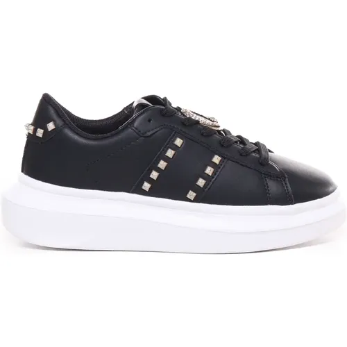 Schwarze Ledersneakers mit Seitentaschen - Just Cavalli - Modalova