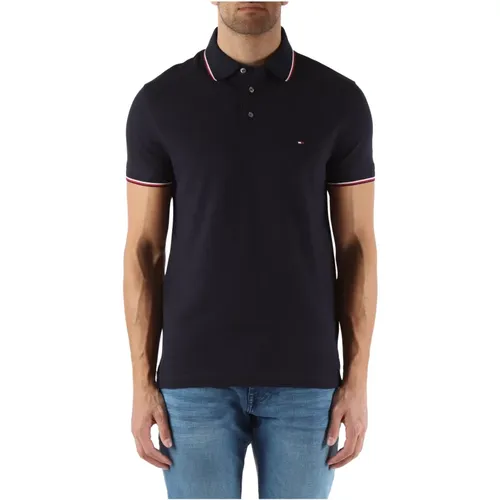 Slim Fit Baumwollpolo mit Frontlogo-Stickerei , Herren, Größe: S - Tommy Hilfiger - Modalova