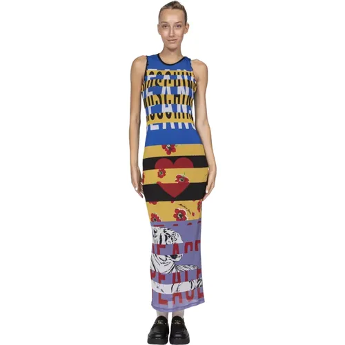 Maxi Dresses, female, , Size: XS Printed Tulle Dress - Moschino - Modalova