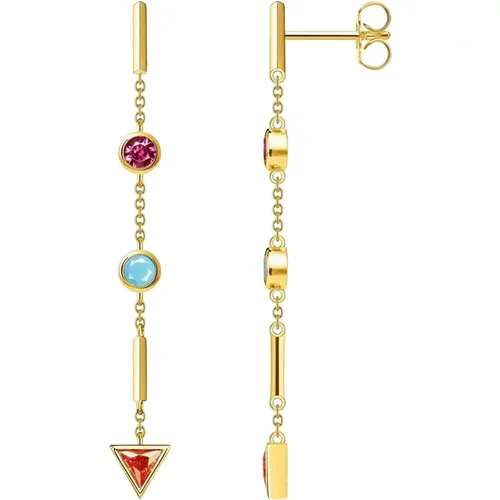 Earrings, female, , Size: ONE SIZE Colorful Stone Earrings Gold Multicolor - Thomas Sabo - Modalova