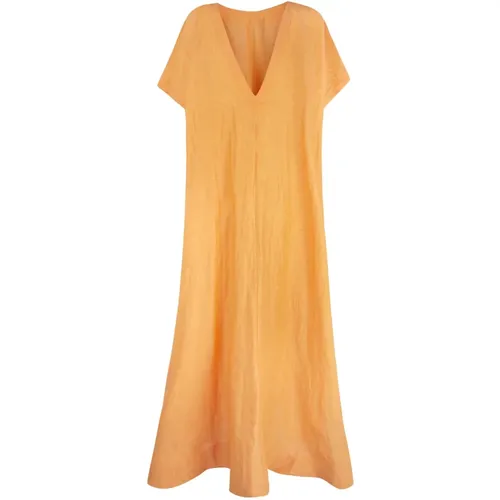 Oversized Linen and Silk Mandarin Dress , female, Sizes: M, S, 2XL - Cortana - Modalova