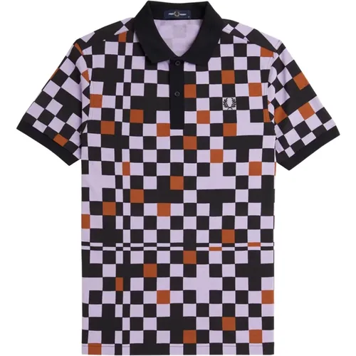 Polo Shirts, male, , Size: L Checkered Men's Short Sleeve Polo Shirt - Fred Perry - Modalova