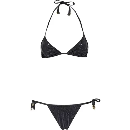 Metallisch Schwarzes Bikini - Regular Fit , Damen, Größe: XS - Balmain - Modalova