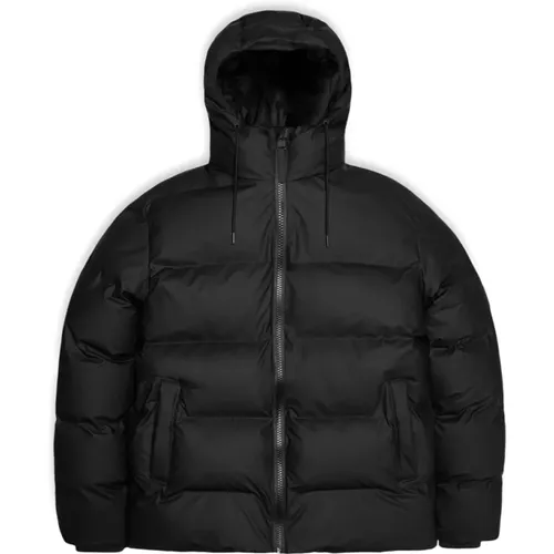 Wasserdichte Schwarze Pufferjacke , Damen, Größe: L - Rains - Modalova