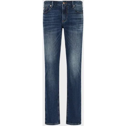 Faded Wash Slim-Fit Jeans , male, Sizes: W34 - Emporio Armani - Modalova